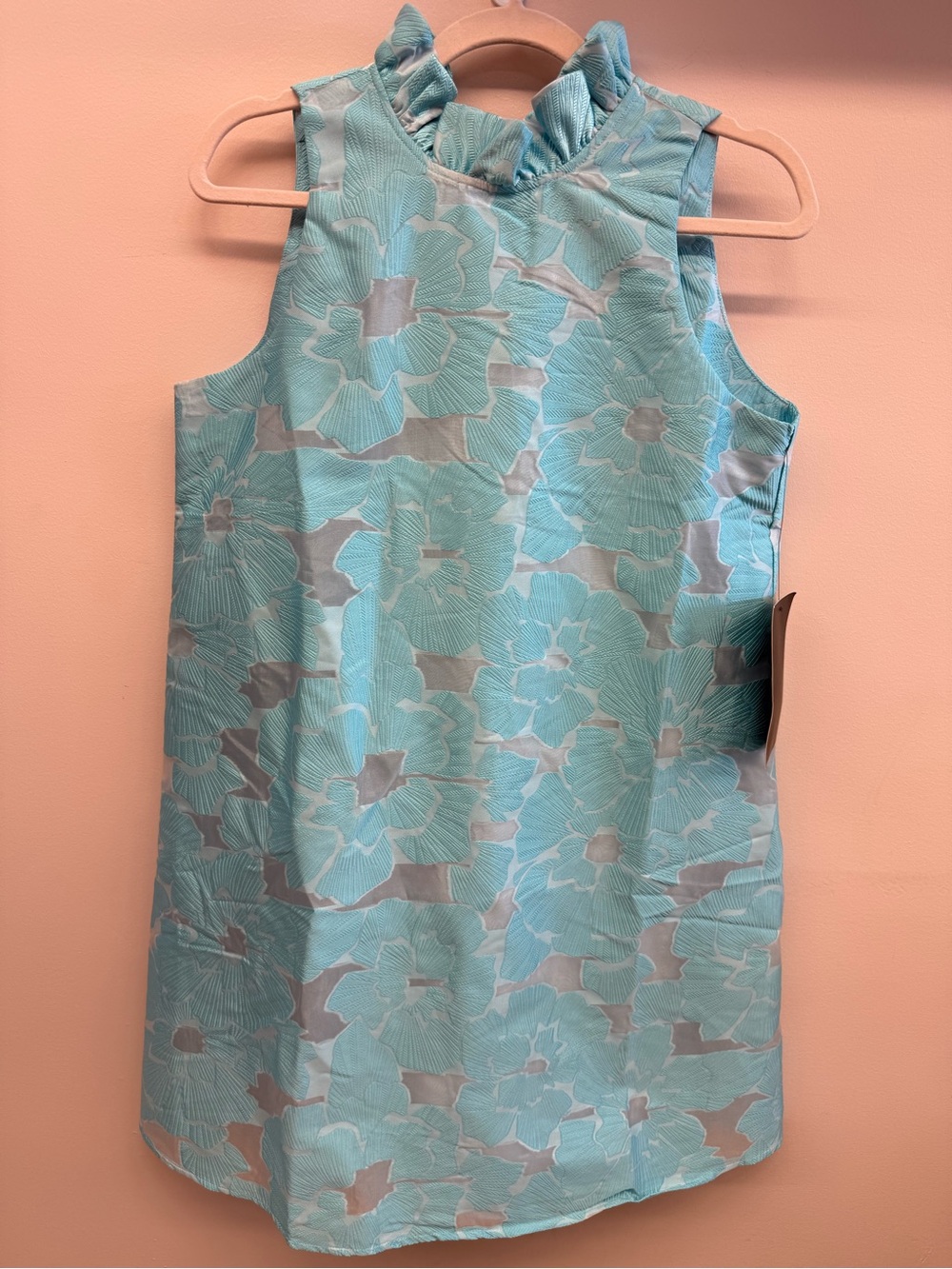 Tuckernuck NWT Aqua Floral Bow Back Shift Dress Size M Lined - Picture 3 of 6